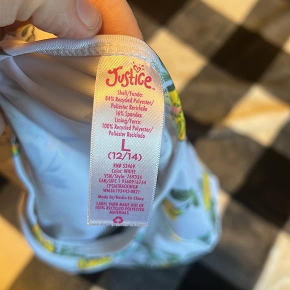 Justice Floral Cropped Rashguard with Cutout. Size L (12/14) - Picture 11 of 12